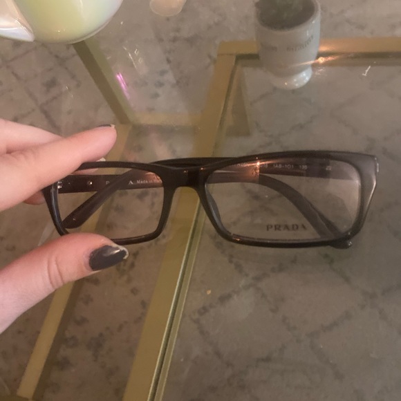 New Prada Eyeglasses Black Frames Silver Details - Picture 5 of 9